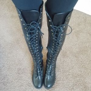 Lace up Thigh high boots